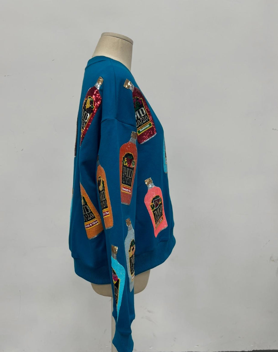 MD 2020 Sequin Bottle Sweatshirt – Teal/ Blue! XS