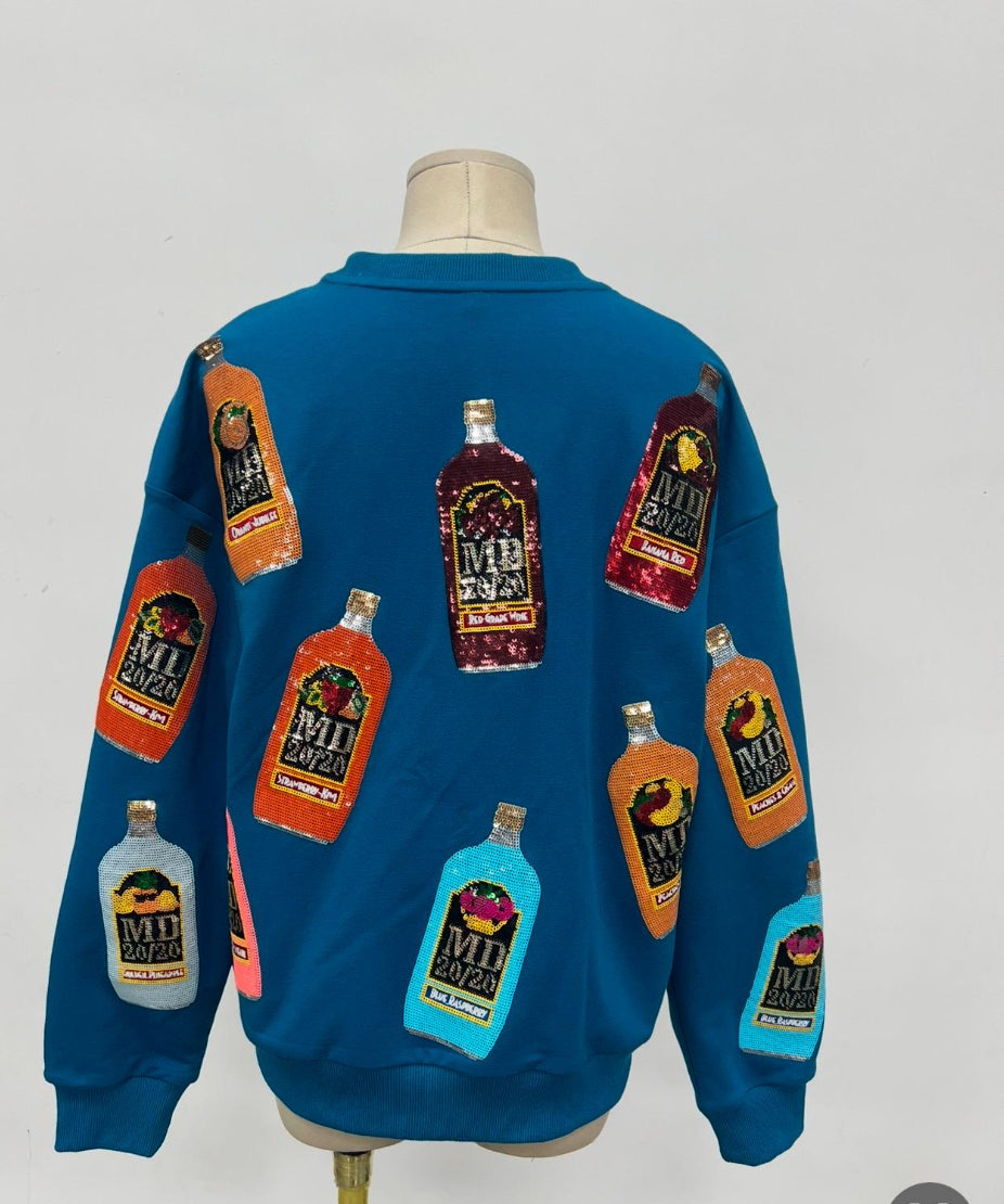 MD 2020 Sequin Bottle Sweatshirt – Teal/ Blue! XS