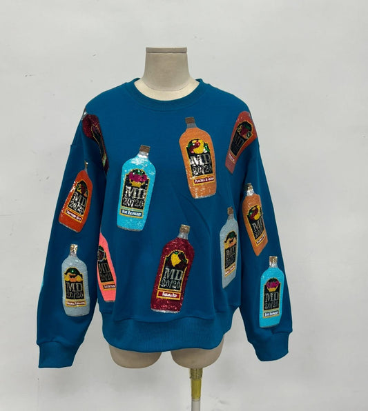 MD 2020 Sequin Bottle Sweatshirt – Teal/ Blue! XS